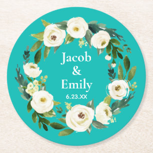 Elegant Greenerity Personalisiert Names Blue Weddi Runder Pappuntersetzer