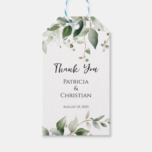 Elegant Greenerity Wedding Geschenkanhänger (Vorderseite)