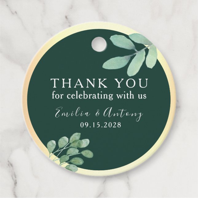 Elegant Greenerity Wedding Vielen Dank für Ihre Un Geschenkanhänger (Vorderseite)