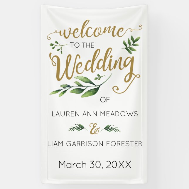 Elegant Greenerity Wedding Welcome Banner (Vertikal)