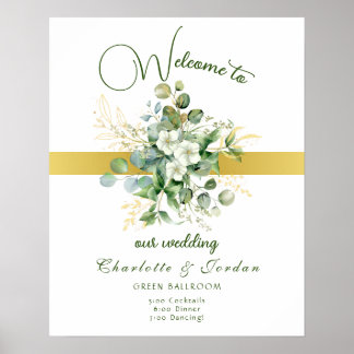 Elegant Greenerity Wedding Welcome Poster