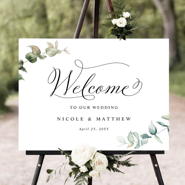 Elegant Greenerity Wedding Welcome Sign Poster (Von Creator hochgeladen)