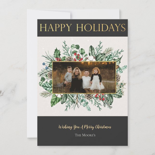 Elegant Greenerity Weihnachtskarte Einladung (Vorderseite)