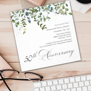 Elegant Greenery 50. Hochzeitstag Einladung