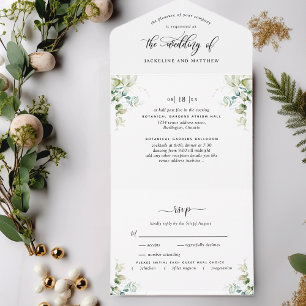 Elegant Greenery All in One Wedding Invite All In One Einladung