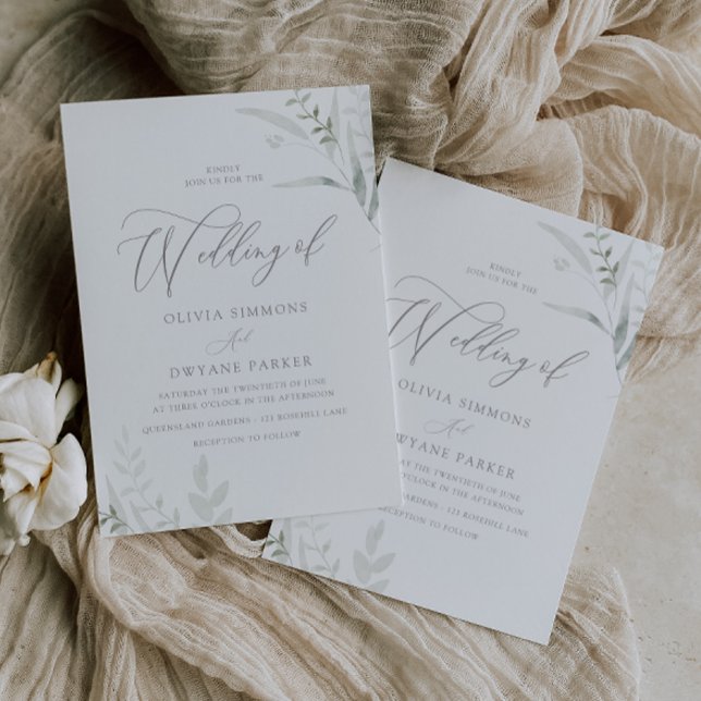 Elegant Greenery All Seasons Wedding Einladung (Von Creator hochgeladen)