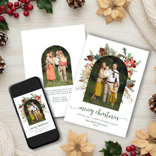 Elegant Greenery Arch Frohe Weihnachts-Foto Feiertagskarte