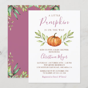 Elegant Greenery Autumn Pumpkin Baby Shower Einladung