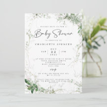 Elegant Greenery Baby Shower Einladung
