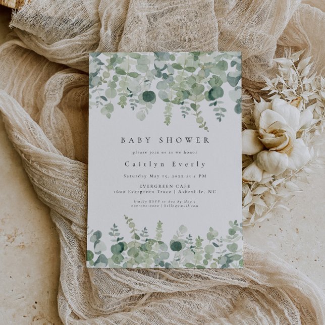 Elegant Greenery Baby Shower Einladung (Von Creator hochgeladen)