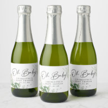 Elegant Greenery Baby Shower Mini Sparkling Wine L