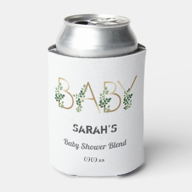 Elegant Greenery Baby Slogan Floral Baby Shower Dosenkühler (Kanne Vorderseite)
