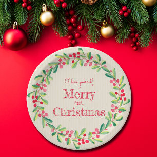 Elegant Greenery Berries Weihnachten Pappteller