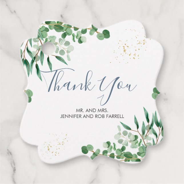 Elegant Greenery Blätter Floral Vielen Dank für Ih Geschenkanhänger (Vorderseite)