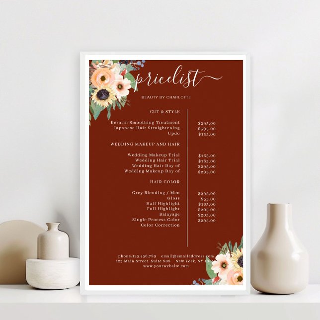 Elegant Greenery Blumensalon Rot Poster (Elegant Greenery Floral Salon Red Poster)