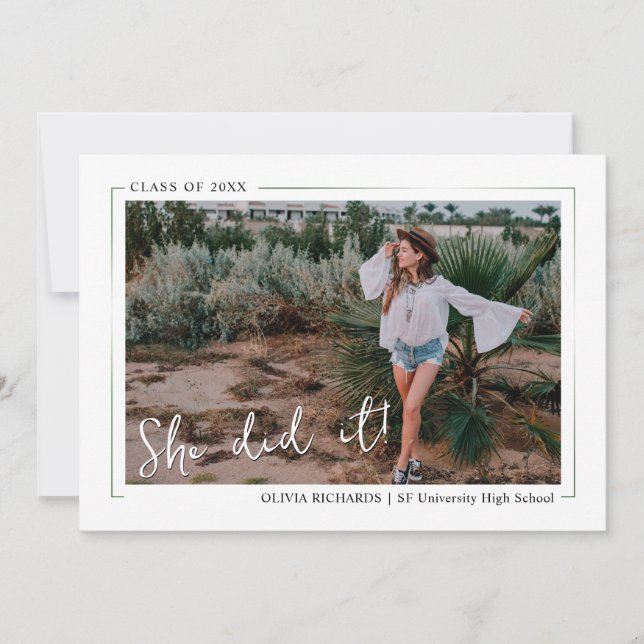 Elegant Greenery Boho Bläserner Graduiertenparadie Einladung (Vorderseite)