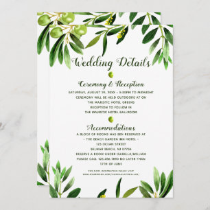 Elegant Greenery Boho Summer Wedding Details Card Einladung
