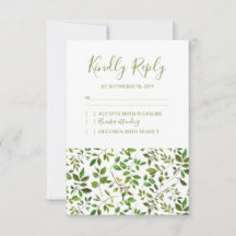 Elegant Greenery Botanical Foliage Wedding RSVP