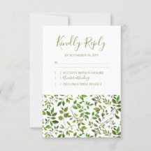 Elegant Greenery Botanical Foliage Wedding RSVP