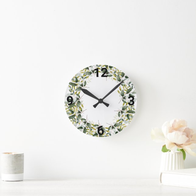 ELEGANT GREENERY BOTANICAL WANDSCHALTER RUNDE WANDUHR (Zuhause)