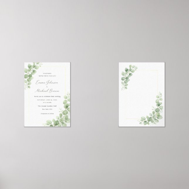 Elegant Greenery Botanical Wedding Invitation  Bilderwand Sets (Vorderseite)