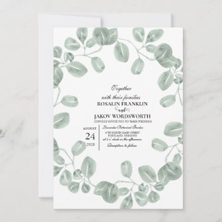 Elegant Greenery Botanical wedding Invitation card Einladung