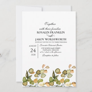 Elegant Greenery Botanical wedding Invitation card Einladung