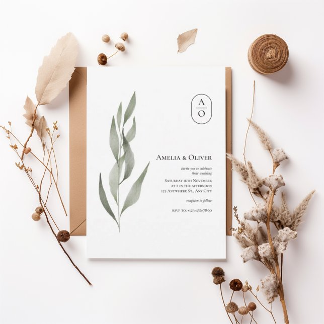 Elegant Greenery Botanical Wedding Invitation Einladung (Von Creator hochgeladen)