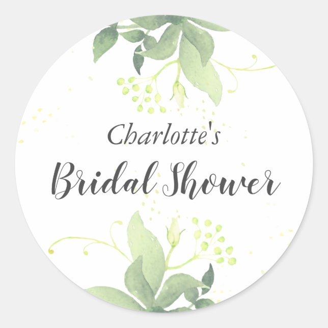 Elegant Greenery Brautparty Sticker (Vorderseite)