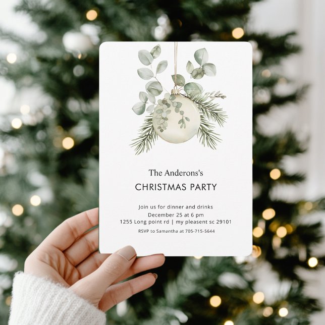 Elegant Greenery Christmas Party Einladung (Von Creator hochgeladen)