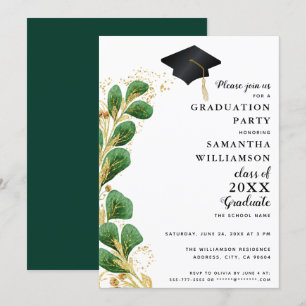 Elegant Greenery Class of 2025 Moderner Abschluss Einladung