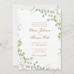 Elegant Greenery Classic Eucalyptus Wedding Einladung