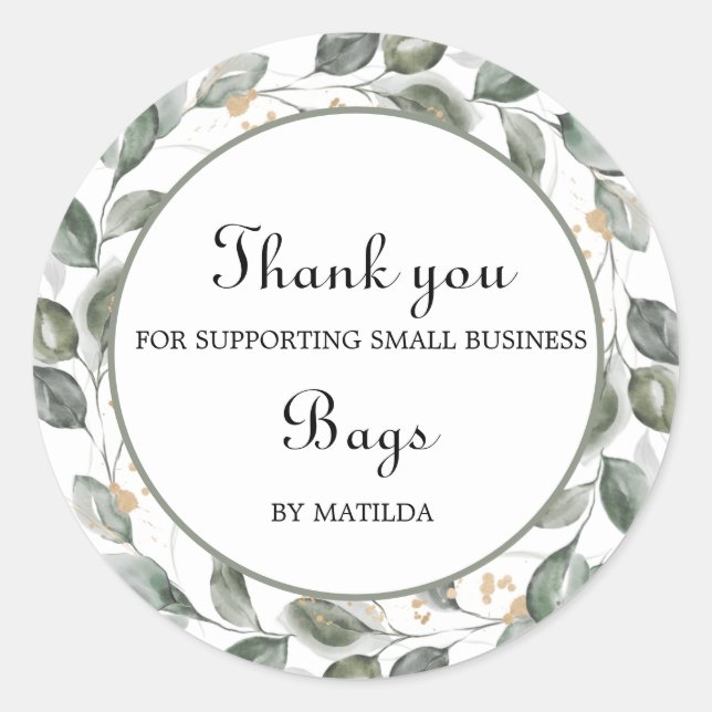 Elegant Greenery Classic Round Sticker (Vorderseite)