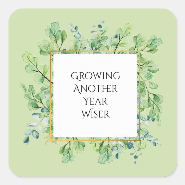 Elegant Greenery Custom Geburtstagsparty Stickers (Vorderseite)