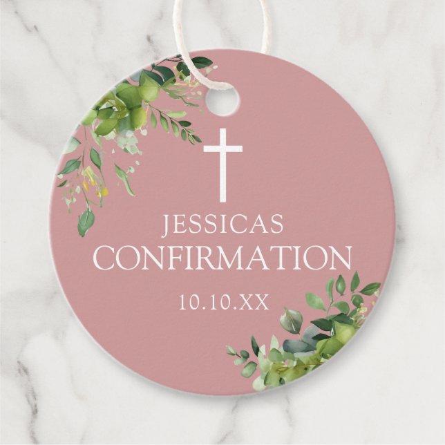 Elegant Greenery Dusty Rose Pink Bestätigung Geschenkanhänger (Vorderseite)