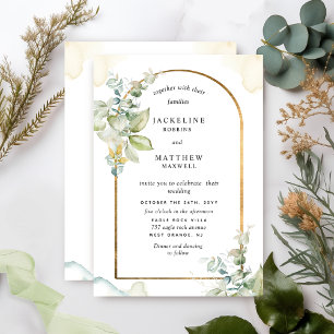 Elegant Greenery Eucalyptus Arch, Wedding Invitati Einladung
