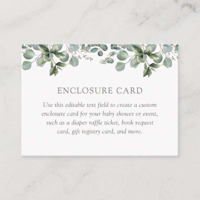 Elegant Greenery Eucalyptus Baby Shower Custom Begleitkarte (Vorderseite)