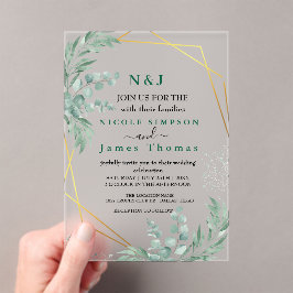 Elegant Greenery Eucalyptus Blätter Wedding Acryleinladungen