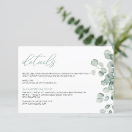 Elegant Greenery Eucalyptus Blätter Wedding Begleitkarte