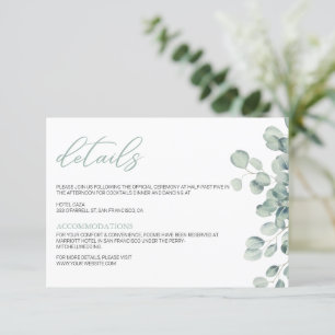 Elegant Greenery Eucalyptus Blätter Wedding Begleitkarte