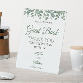 Elegant Greenery Eucalyptus Blätter Wedding Gast Sockelschild