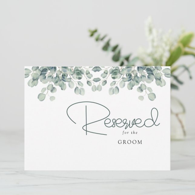 Elegant Greenery Eucalyptus Blätter Wedding Reserv (Stehend Vorderseite)