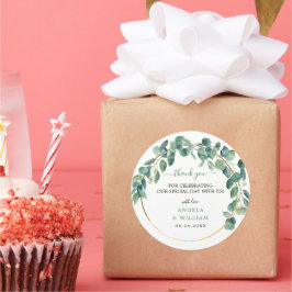 Elegant Greenery Eucalyptus Blätter Wedding Runder Aufkleber