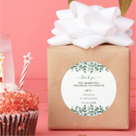 Elegant Greenery Eucalyptus Blätter Wedding Runder Aufkleber