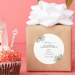 Elegant Greenery Eucalyptus Blätter Wedding Runder Aufkleber