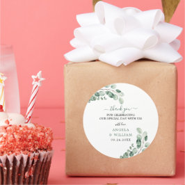 Elegant Greenery Eucalyptus Blätter Wedding Runder Aufkleber