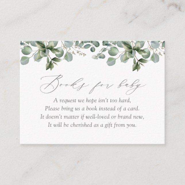 Elegant Greenery Eucalyptus Books for Baby Begleitkarte (Vorderseite)