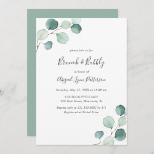 Elegant Greenery Eucalyptus Brunch und Bubbly Einladung