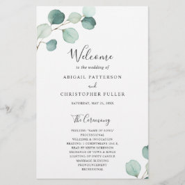 Elegant Greenery Eucalyptus Budget Hochzeitsprogra Flyer