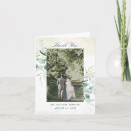 Elegant Greenery Eucalyptus Foto Wedding Dankeskarte